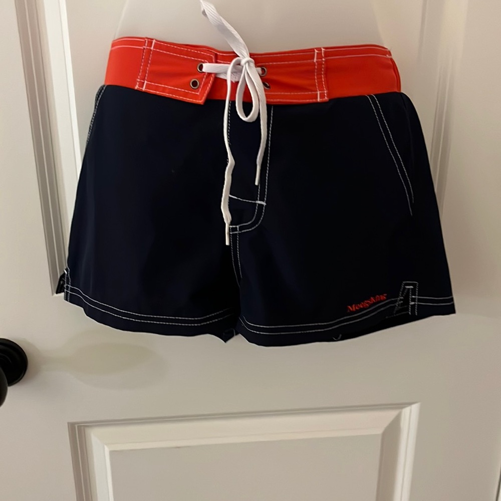 Navy and coral swim board shorts XS